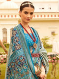 Fancified Sage Green Patola Printed Silk Festive Wear Saree With Blouse - Zeel Clothing