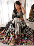 Fantabulous Black Sequins Georgette Sangeet Wear Lehenga Choli With Dupatta - Zeel Clothing