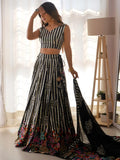 Fantabulous Black Sequins Georgette Sangeet Wear Lehenga Choli With Dupatta - Zeel Clothing