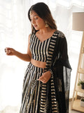 Fantabulous Black Sequins Georgette Sangeet Wear Lehenga Choli With Dupatta - Zeel Clothing