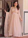 Fantabulous Cream Multi Thread Work Georgette Festive Wear Gown