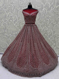 Fantabulous Red Dori Embroidered Net Bridal Lehenga Choli With Dupatta - Zeel Clothing