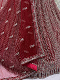 Fantabulous Red Dori Embroidered Net Bridal Lehenga Choli With Dupatta - Zeel Clothing