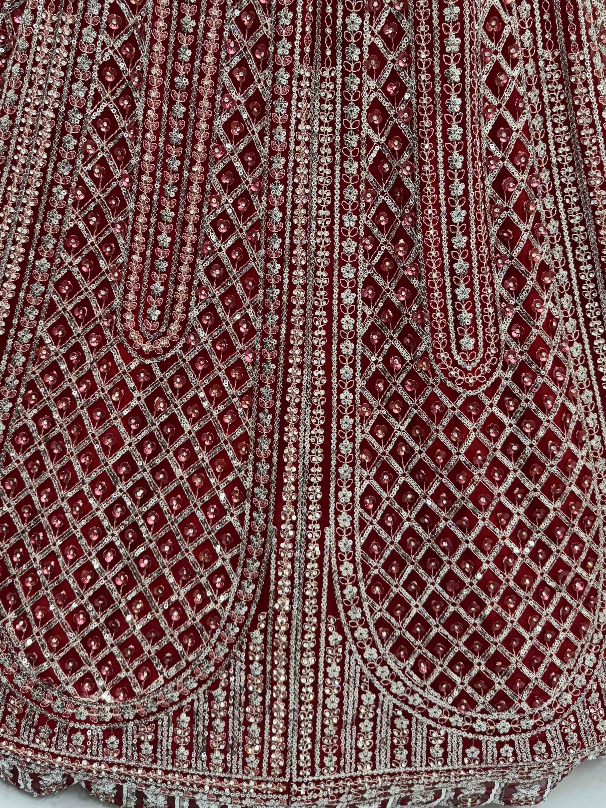 Fantabulous Red Dori Embroidered Net Bridal Lehenga Choli With Dupatta - Zeel Clothing