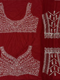 Fantabulous Red Dori Embroidered Net Bridal Lehenga Choli With Dupatta - Zeel Clothing