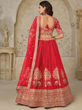 Fantabulous Red Zari Work Silk Bridal Lehenga Choli With Dupatta