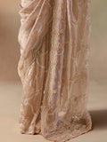Fantastic Beige Stone Work Georgette Reception Wear Saree With Blouse