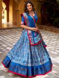 Fantastic Blue Printed Dola Silk Traditional Lehenga Choli With Dupatta