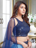 Fantastic Blue Sequins Georgette Lehenga Choli With Dupatta - Zeel Clothing