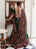 Fantastic Bottle Green Gamthi Print Tussar Silk Navratri Wear Lehenga Choli - Zeel Clothing