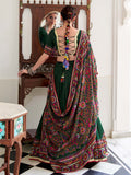 Fantastic Bottle Green Gamthi Print Tussar Silk Navratri Wear Lehenga Choli - Zeel Clothing