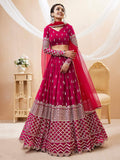 Fantastic Hot Pink Sequins Georgette Wedding Wear Lehenga Choli - Zeel Clothing