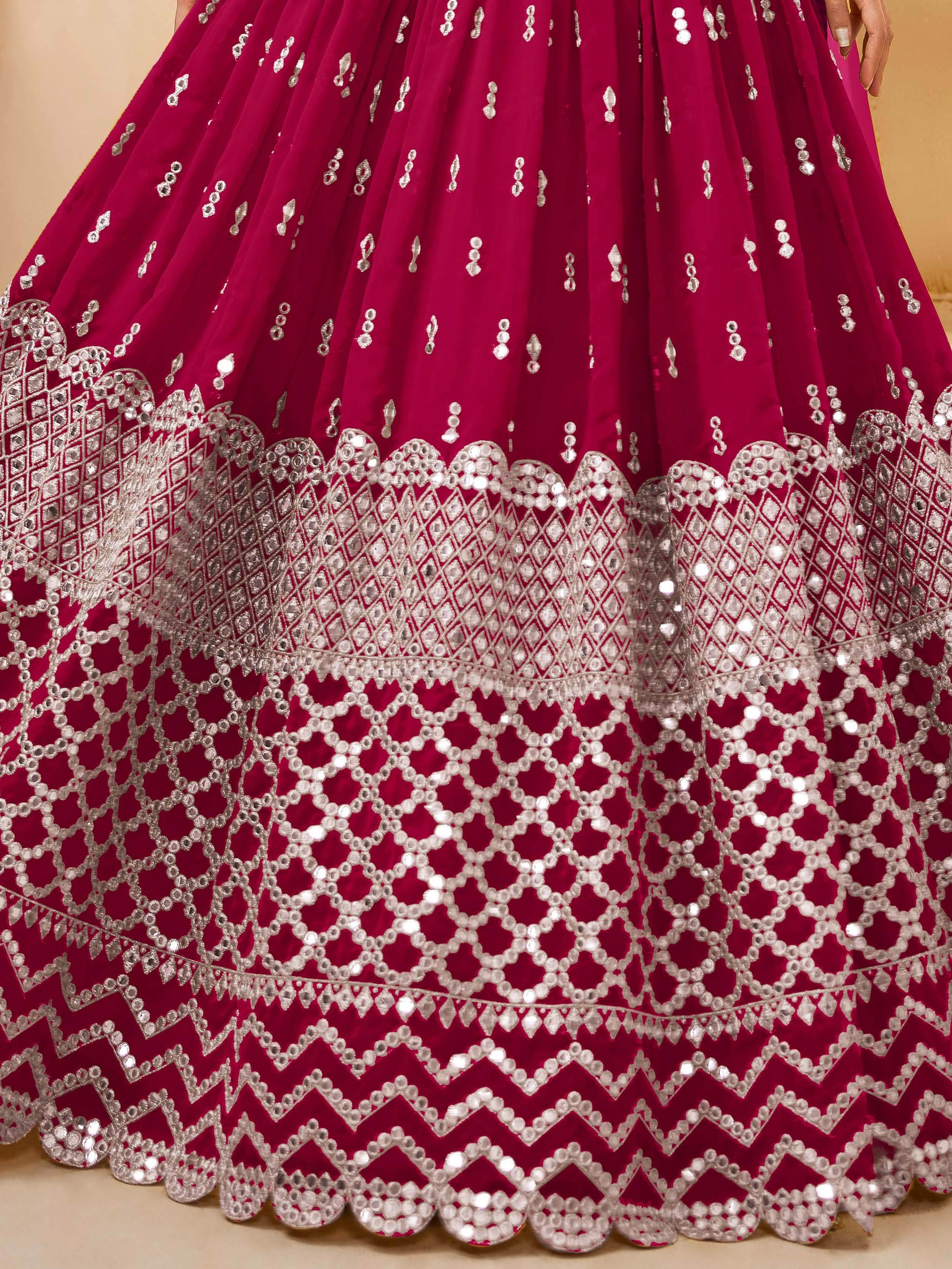 Fantastic Hot Pink Sequins Georgette Wedding Wear Lehenga Choli - Zeel Clothing