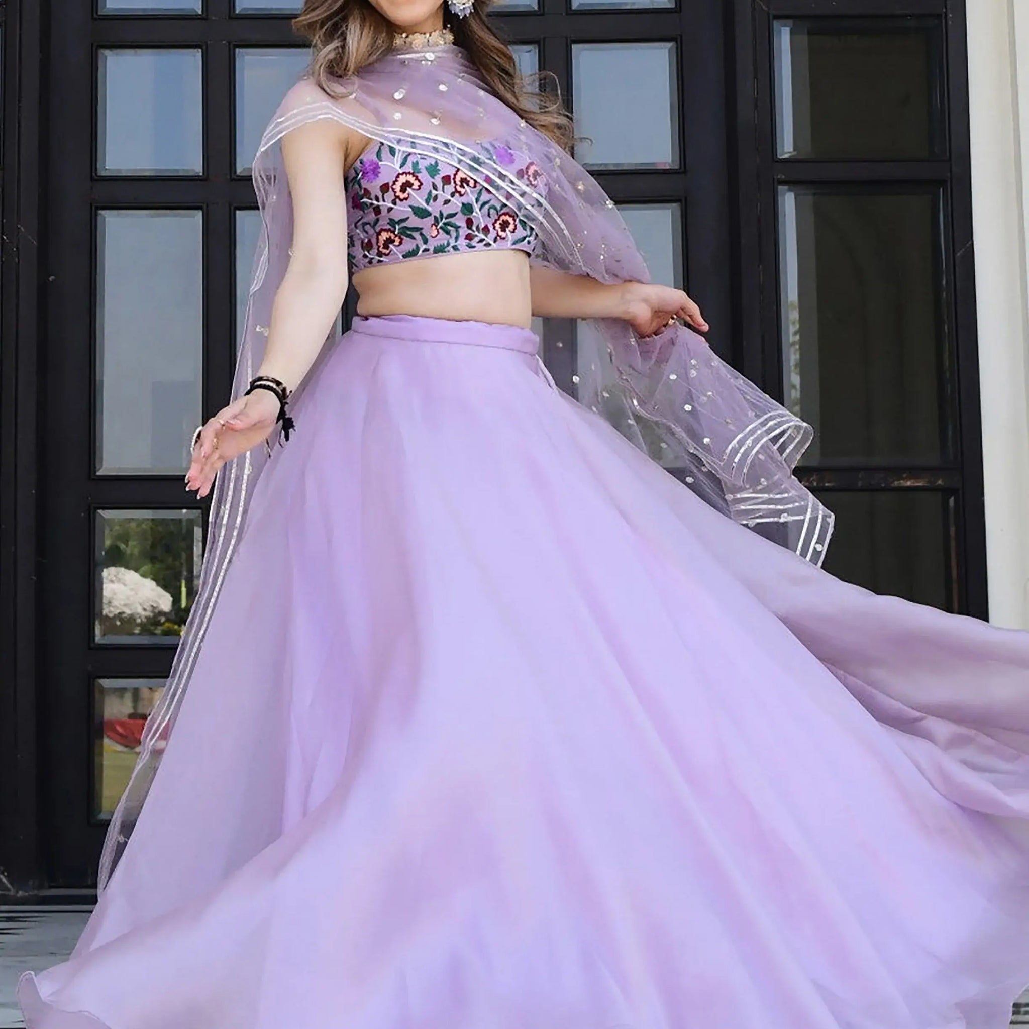 Fantastic Lavender Organza Reception Wear Lehenga Choli - Zeel Clothing
