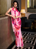 Fantastic Light Pink Floral Printed Satin Office Wear Saree With Blouse - Zeel Clothing
