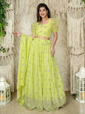 Fantastic Lime Green Sequins Georgette Engagment Wear Lehenga Choli - Zeel Clothing