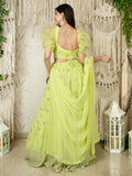 Fantastic Lime Green Sequins Georgette Engagment Wear Lehenga Choli - Zeel Clothing