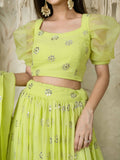 Fantastic Lime Green Sequins Georgette Engagment Wear Lehenga Choli - Zeel Clothing