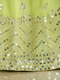 Fantastic Lime Green Sequins Georgette Engagment Wear Lehenga Choli - Zeel Clothing
