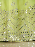 Fantastic Lime Green Sequins Georgette Engagment Wear Lehenga Choli - Zeel Clothing