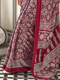 Fantastic Maroon Digital Printed Satin Event Wear Saree With Blouse - Zeel Clothing