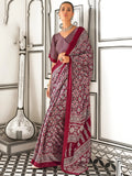 Fantastic Maroon Digital Printed Satin Event Wear Saree With Blouse - Zeel Clothing