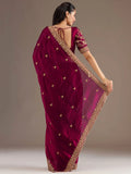 Fantastic Maroon Sequins Embroidered Tissue Bridal Saree With Blouse