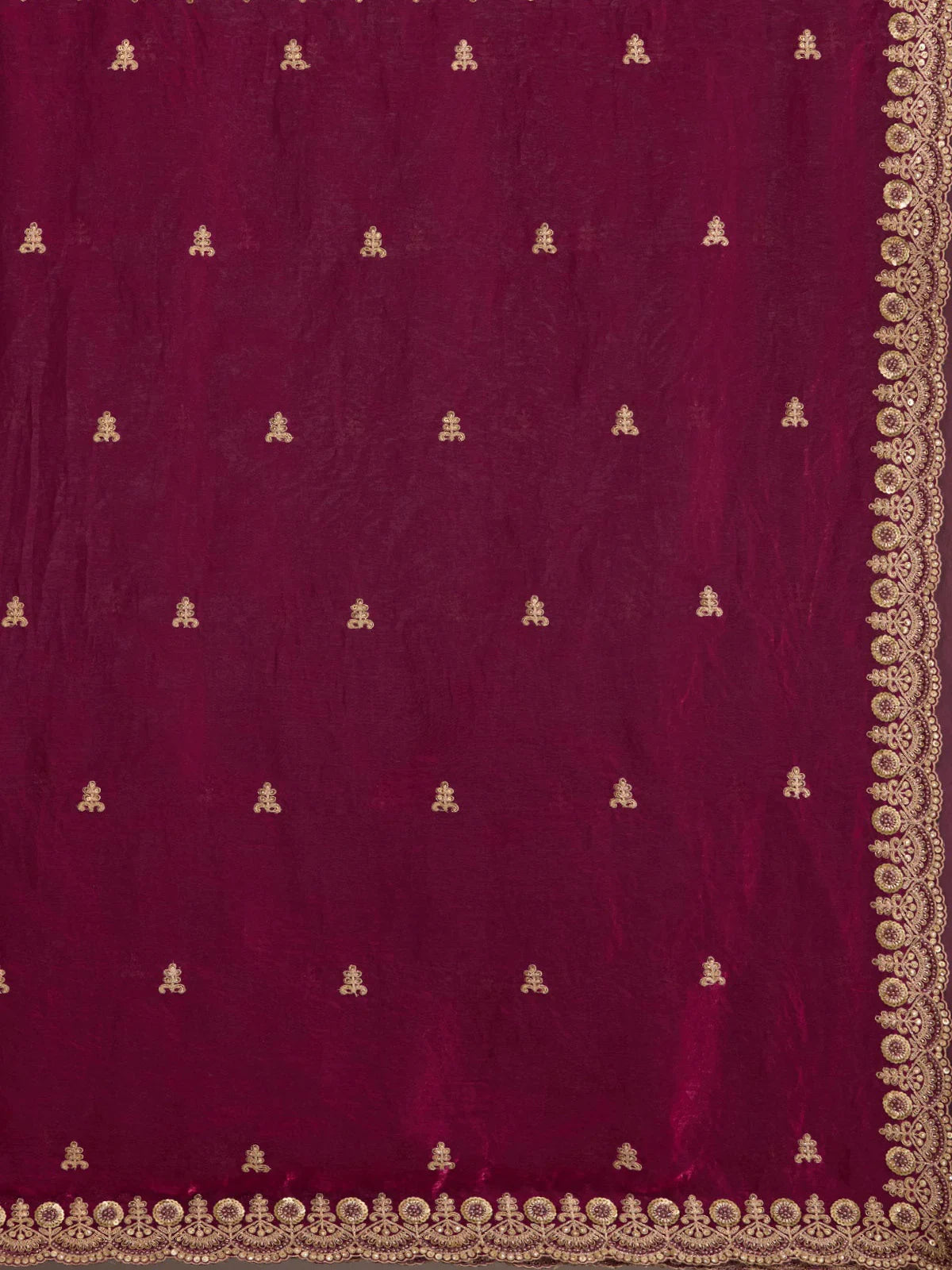 Fantastic Maroon Sequins Embroidered Tissue Bridal Saree With Blouse