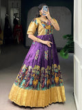 Fantastic Multi-Color Pichwai Printed Silk Traditional Gown