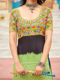 Fantastic Olive Green Kutchi Gamthi Work Georgette Festive Wear Long Kurti - Zeel Clothing