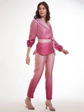 Fantastic Ombre Pink Printed Satin Party Wear Co-Ord Set - Zeel Clothing