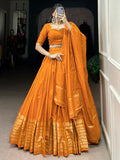 Fantastic Orange Chanderi Festival Wear Lehenga Choli With Dupatta - Zeel Clothing