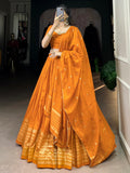 Fantastic Orange Chanderi Festival Wear Lehenga Choli With Dupatta - Zeel Clothing