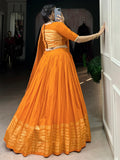 Fantastic Orange Chanderi Festival Wear Lehenga Choli With Dupatta - Zeel Clothing