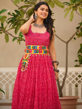 Fantastic Pink Bandhani Printed Georgette Navratri Special Gown - Zeel Clothing