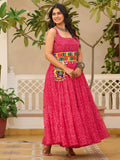 Fantastic Pink Bandhani Printed Georgette Navratri Special Gown - Zeel Clothing
