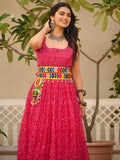 Fantastic Pink Bandhani Printed Georgette Navratri Special Gown - Zeel Clothing