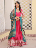 Fantastic Pink Jacquard Sangeet Wear Lehenga Choli With Dupatta - Zeel Clothing