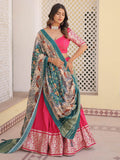 Fantastic Pink Jacquard Sangeet Wear Lehenga Choli With Dupatta - Zeel Clothing