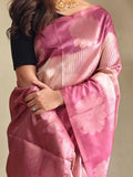 Fantastic Pink Zari Weaving Silk Traditional Saree With Blouse - Zeel Clothing