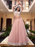 Fantastic Powder Pink Sequins Silk Sangeet Wear Lehenga Choli - Zeel Clothing