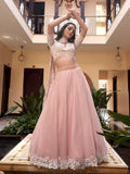 Fantastic Powder Pink Sequins Silk Sangeet Wear Lehenga Choli - Zeel Clothing