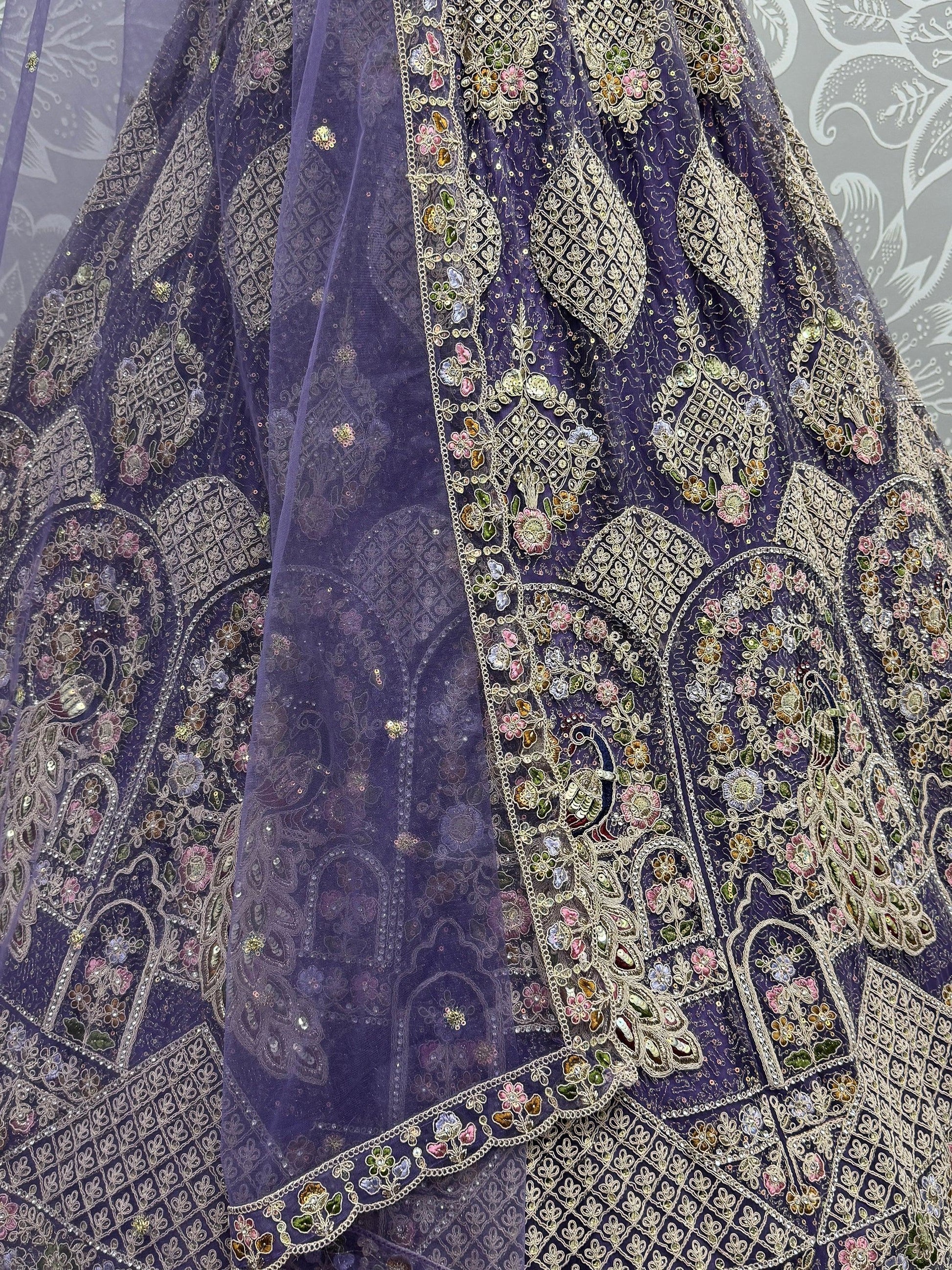 Fantastic Purple Multi-Thread Work Net Designer Lehenga Choli - Zeel Clothing