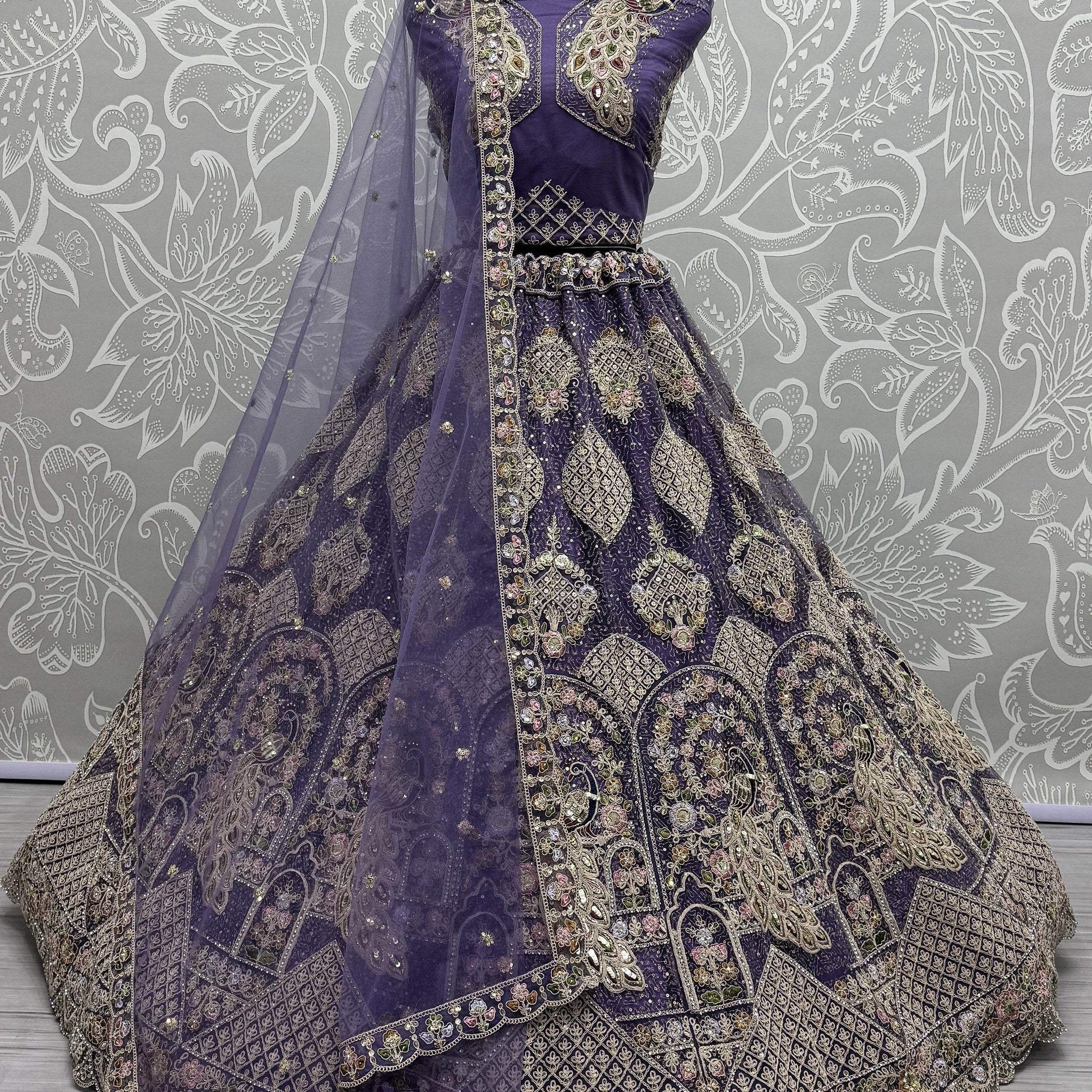 Fantastic Purple Multi-Thread Work Net Designer Lehenga Choli - Zeel Clothing