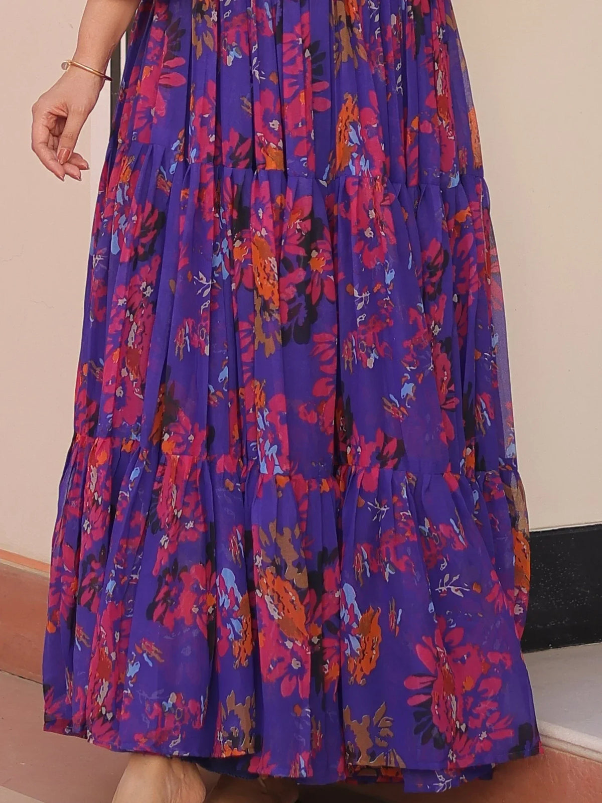 Fantastic Purple Printed Georgette Festive Wear Gown - Zeel Clothing