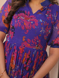 Fantastic Purple Printed Georgette Festive Wear Gown - Zeel Clothing