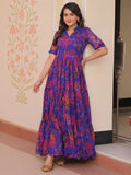 Fantastic Purple Printed Georgette Festive Wear Gown - Zeel Clothing