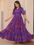 Fantastic Purple Printed Georgette Festive Wear Gown - Zeel Clothing