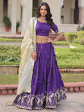 Fantastic Purple Sequins Embroidered Crush Wedding Wear Lehenga Choli