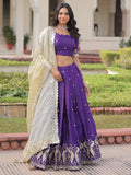 Fantastic Purple Sequins Embroidered Crush Wedding Wear Lehenga Choli